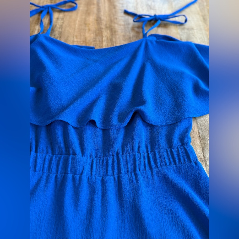 Vince Camuto Royal Blue Ruffle Fit & Flare Dress Size 6 - Picture 8 of 11
